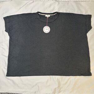 Umgee Oversized Waffle Knit Top Charcoal Gray Size Small New NWT